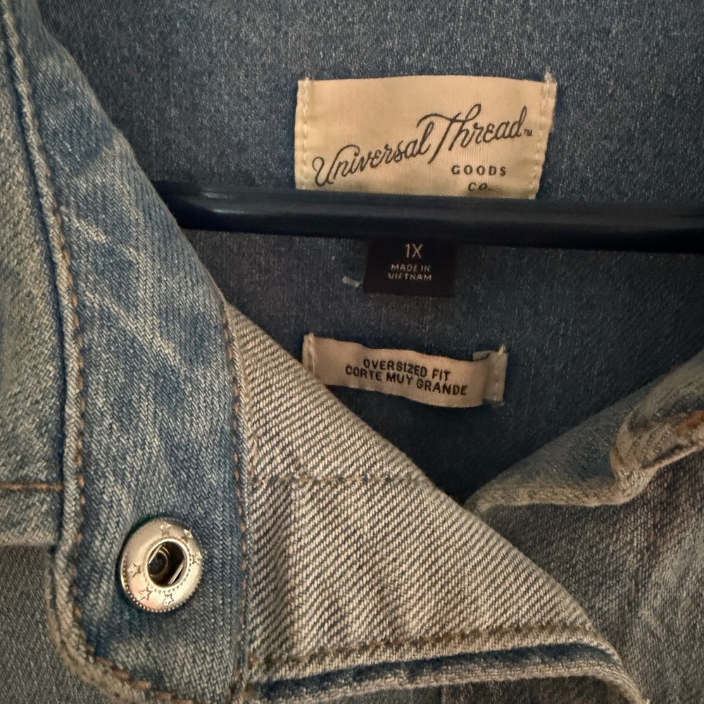 Universal Thread Light Blue Denim Snap-Front Shirt - image 2